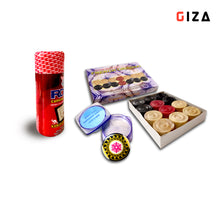 Load image into Gallery viewer, GIZA Tournament Quality Carrommen, Striker & Powder Combo (F2) Pack for Carrom Boards - 3 in 1 Set