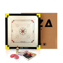 Load image into Gallery viewer, GIZA Family - Premium Carrom Boards for Home - with Coins, Striker & Powder (Yellow)
