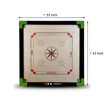 Load image into Gallery viewer, GIZA Family - Premium Carrom Boards for Home - with Coins, Striker & Powder (Green)