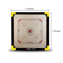 Load image into Gallery viewer, GIZA Family - Premium Carrom Boards for Home - with Coins, Striker & Powder (Yellow)