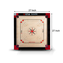 Load image into Gallery viewer, GIZA Junior - Premium Carrom Boards for Children - with Coins, Striker & Powder (Red)