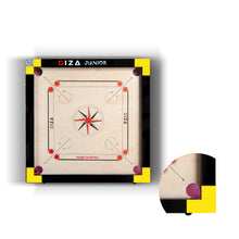 Load image into Gallery viewer, GIZA Junior - Premium Carrom Boards for Children - with Coins, Striker & Powder (Yellow)