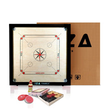 Load image into Gallery viewer, GIZA Family - Premium Carrom Boards for Home - with Coins, Striker &amp; Powder (Black)
