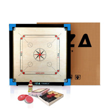 Load image into Gallery viewer, GIZA Family - Premium Carrom Boards for Home - with Coins, Striker &amp; Powder (Blue)
