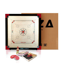 Load image into Gallery viewer, GIZA Family - Premium Carrom Boards for Home - with Coins, Striker &amp; Powder (Red)
