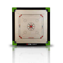 Load image into Gallery viewer, GIZA Family - Premium Carrom Boards for Home - with Coins, Striker &amp; Powder (Green)

