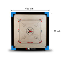 Load image into Gallery viewer, GIZA Family - Premium Carrom Boards for Home - with Coins, Striker &amp; Powder (Blue)
