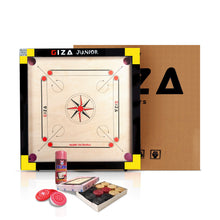 Load image into Gallery viewer, GIZA Junior - Premium Carrom Boards for Children - with Coins, Striker &amp; Powder (Yellow)
